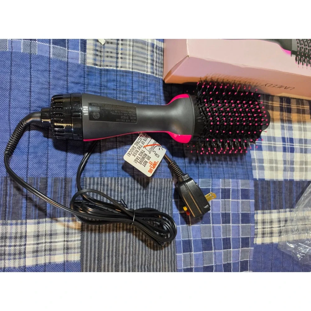 UMEELY Volumizer Hot Air Brush SY-8008 Black Pink Ceramic Hair Dryer Styler